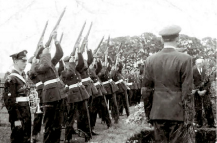 Guard of honour at the burial of Sergeant Patrick Edward Clark at Scampton church - Clark family archive