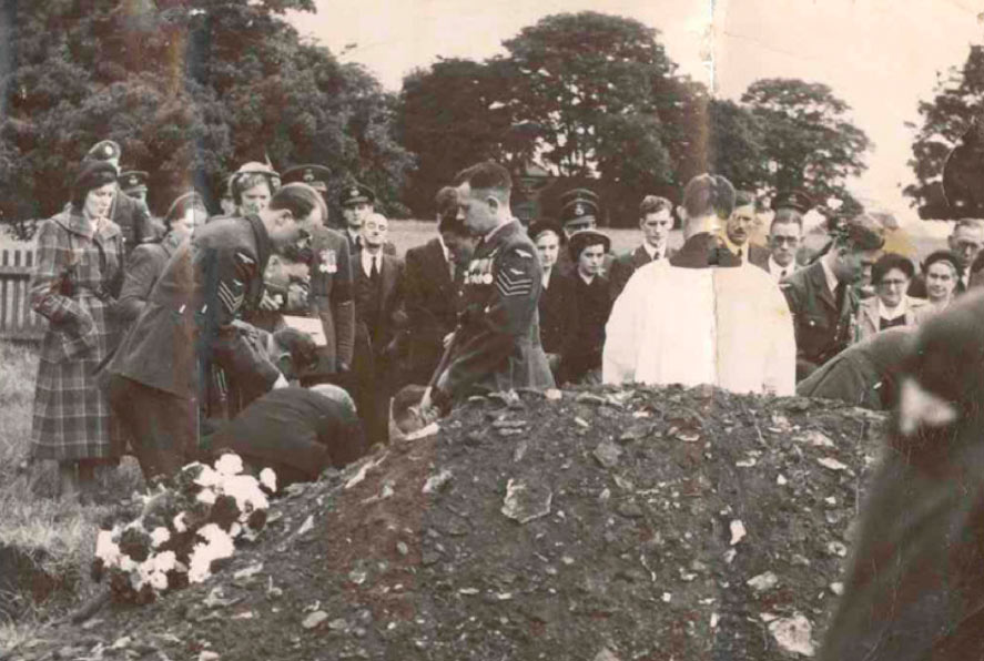 At the graveside for the burial of Sergeant Patrick Edward Clark at Scampton church - Clark family archive