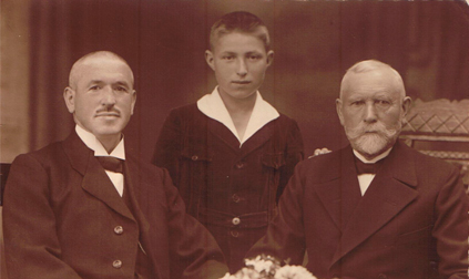 Wilhelm Hansen (centre), with his father Christian (left), and grandfather Hans Jörgen